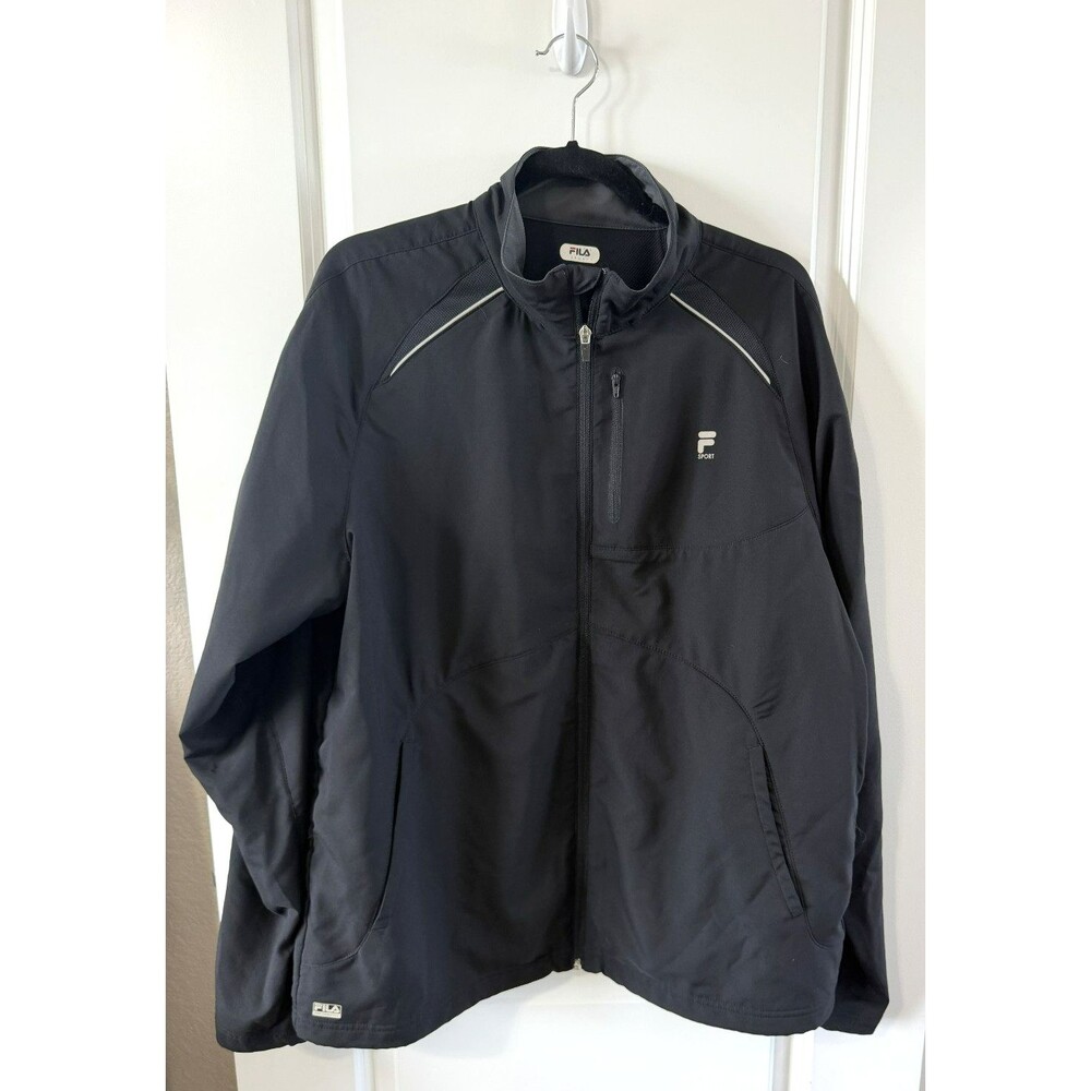 Fila Mens lightweight Zip up Jacket Medium Black Athletic Sport L